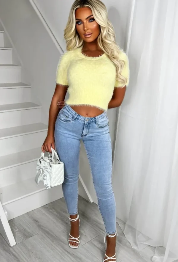 Women LUCCE Crop Tops & Bralets<I Dream Of You Yellow Ultra Soft Fluffy Jumper