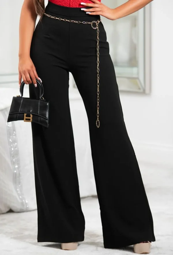 Women NAA NAA Trousers & Leggings<I See Fire Black High Waisted Wide Leg Trousers