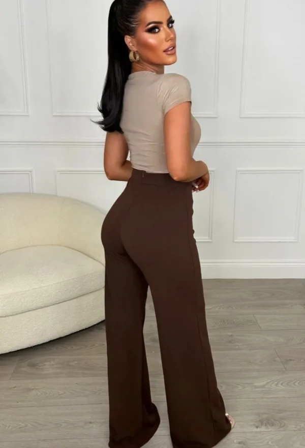 Women NAA NAA Trousers & Leggings<I See Fire Brown High Waisted Wide Leg Trousers