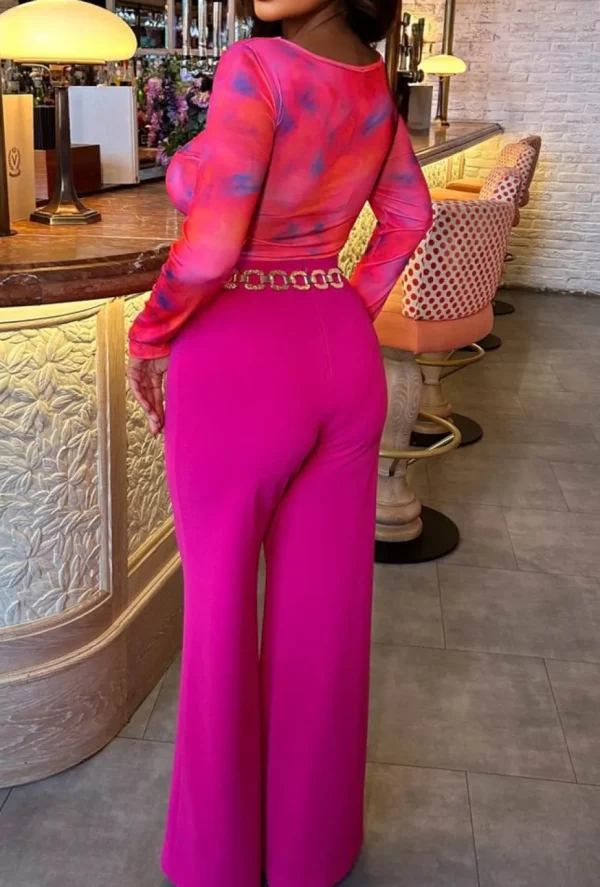 Women NAA NAA Trousers & Leggings<I See Fire Fuschia High Waisted Wide Leg Trousers