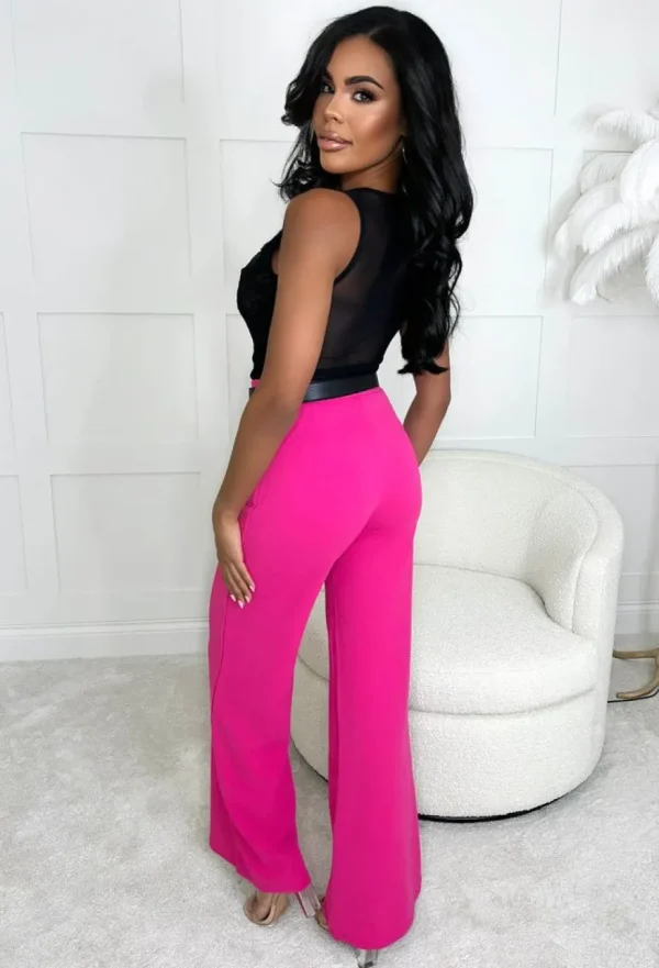 Women NAA NAA Trousers & Leggings<I See Fire Fuschia High Waisted Wide Leg Trousers