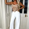 Women NAA NAA Trousers & Leggings<I See Fire White High Waisted Wide Leg Trousers