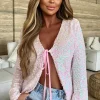 Women J5 FASHION Tops<I'M The Surprise Baby Pink Sequin Tie Knot Top