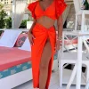 Women CONTINENTAL Swimwear<Island Hideout Orange Knot Detail Maxi Skirt Cover Up