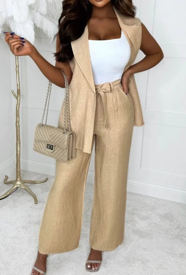 Women Lily White Trousers & Leggings<It'S Trending Beige Wide Leg Pleated Trousers