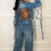 Women STYLEWISE Denim<Knot Your Babe Light Blue Knotted Back Detail Denim Jacket