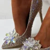 Women MY STORIES High Heels<Late For The Ball Rose Gold Crystal Glass Flower Diamond Court Heels Limited Edition