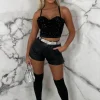 Women CHERRY KOKO Shorts<Leather Luxe Black Faux Leather High Waisted Flared Shorts Limited Edition