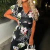 Women LILY WHITE Summer Dresses<Love Flowers Black Floral V Neck Midi Dress