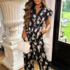 Women LILY WHITE Jumpsuits<Love Garden Black Floral Print Satin Jumpsuit