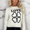 Women FLAMONT ROSE Tops<Love Note Cream Love Embroidered Knit Jumper Limited Edition