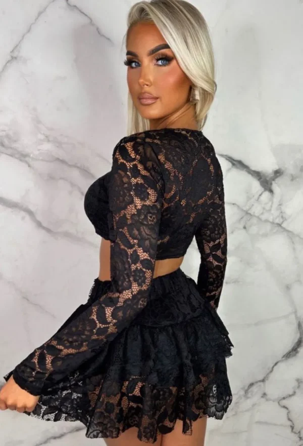 Women STYLEWISE Co-Ords<Love Of Lace Black Lace Rara Skirt Co-Ord Set