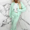 Women STYLEWISE Loungewear<Love On Replay Mint Green Bomber Jacket And Straight Leg Jogger Loungwear Set