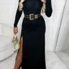 Women SOY u0026 CO Dresses<Love On The Line Black Long Sleeve Stretch Midi Dress