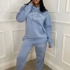 Women STYLEWISE Loungewear<Ltd Edition Blue Embroidered Hooded Two Piece Loungewear Set