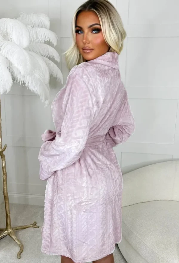 Women SK Gifts<Luxe Cosy Blush Pink Ultra Soft Fleece Dressing Gown Robe