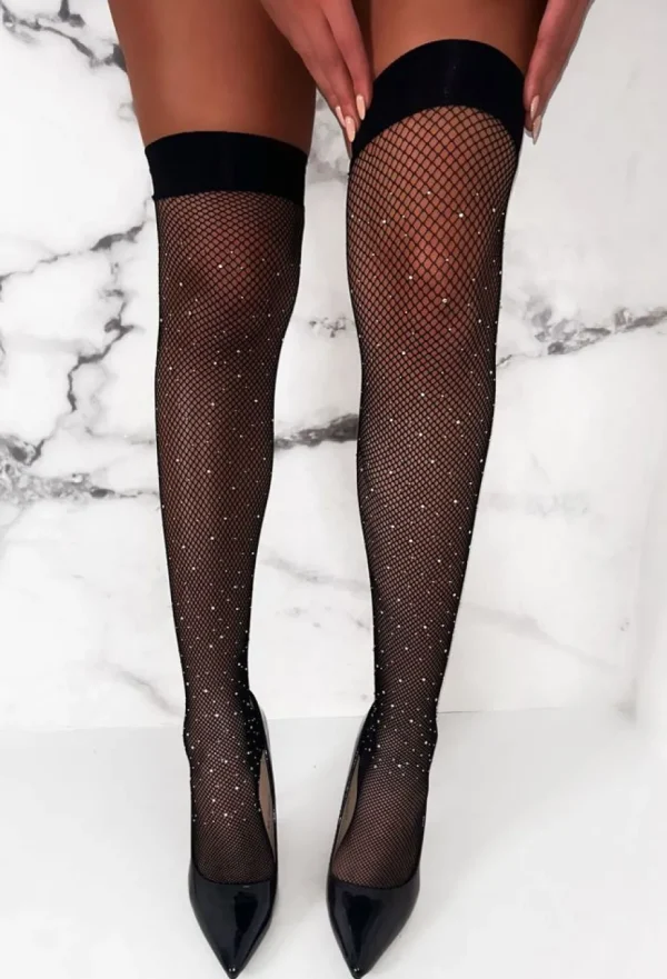 Women HNATALIE Tights<Made Of Diamonds Black Diamante Fishnet Hold Up Stockings