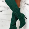 Women EWANYE Boots<Memorable Nights Green Diamond Gem Knee Boots