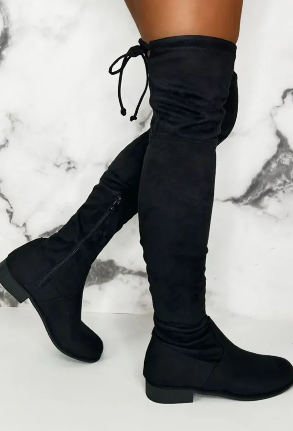 Women NO DOUBT Boots<More About Me Black Stretch Suede Over The Knee Boots