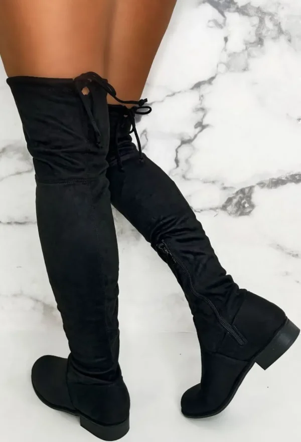 Women NO DOUBT Boots<More About Me Black Stretch Suede Over The Knee Boots