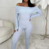 Women GIORGIA Loungewear<Movie Icon Grey Marl Bardot Knitted Loungewear Jumpsuit