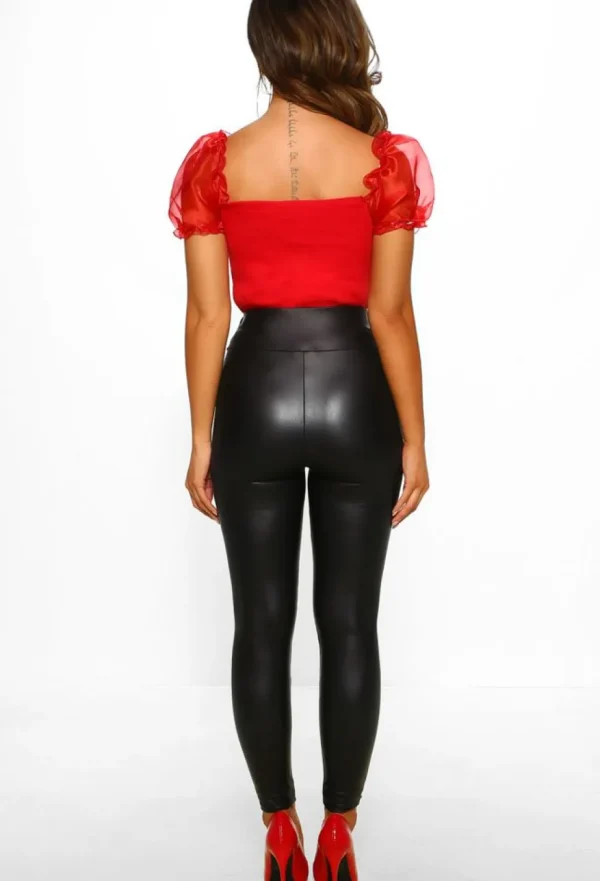 Women EDGE Trousers & Leggings<Mystery Is Power Black Leather Look High Waisted Leggings