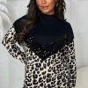 Women VJK Tops<One Last Dance Multi Animal Print Sequin Contrast Jumper