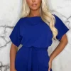 Women EVITA Playsuits<Over The Top Cobalt Blue Belted Playsuit