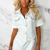 Women GIORGIA Co-Ords<Pearly Dream White Pearl Embellished Shirt & Mini Skirt Co-Ord Set Limited Edition