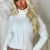 Women BISOU'S PROJECT Knitwear<Pearly Whisper Cream Pearl Drop Ultra Soft Embellished Roll Neck Jumper Limited Edition