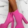 Women EWANYE Boots<Pink Perfection Pink Faux Leather Platform Boots Limited Edition