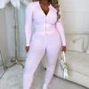 Women L8 VANESSA NUCCI Loungewear<Relaxed Luxe Blush Two Piece Knitted Rib Zip Loungewear Set Limited Edition