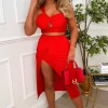 Women INFINITY Co-Ords<Senorita Sass Red Midi Skirt Padded Cup Co-Ord