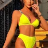 Women CONTINENTAL Swimwear<Sicilian Crush Yellow Neon High Waist Embellished Bikini