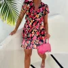 Women LILY WHITE Summer Dresses<Sicilian Lover Black Floral Tiered Skirt Mini Dress