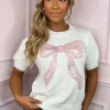 Women FLAMONT ROSE Tops<Sleepless Nights Cream Ultra Soft Bow Knitted Jumper