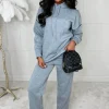 Women STYLEWISE Loungewear<Stitch In Time Grey Two Piece Stitch Trim Hooded Loungewear Set