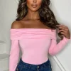 Women GIORGIA Tops<Stole Your Lover Baby Pink Bardot Stretch Top