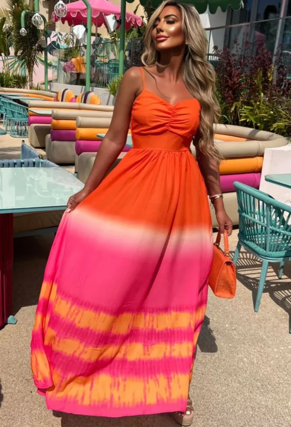 Women JUS DE POM Summer Dresses<Sunset Goddess Orange Ombre Cami Maxi Dress