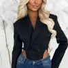 Women MW STUDIO Tops<Sweet Lust Black Shoulder Pad Backless Blazer Bodysuit