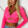 Women STYLEWISE Tops<That Feeling Hot Pink Stetch Cut Out Crop Top