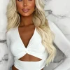 Women STYLEWISE Tops<That Feeling White Stetch Cut Out Crop Top