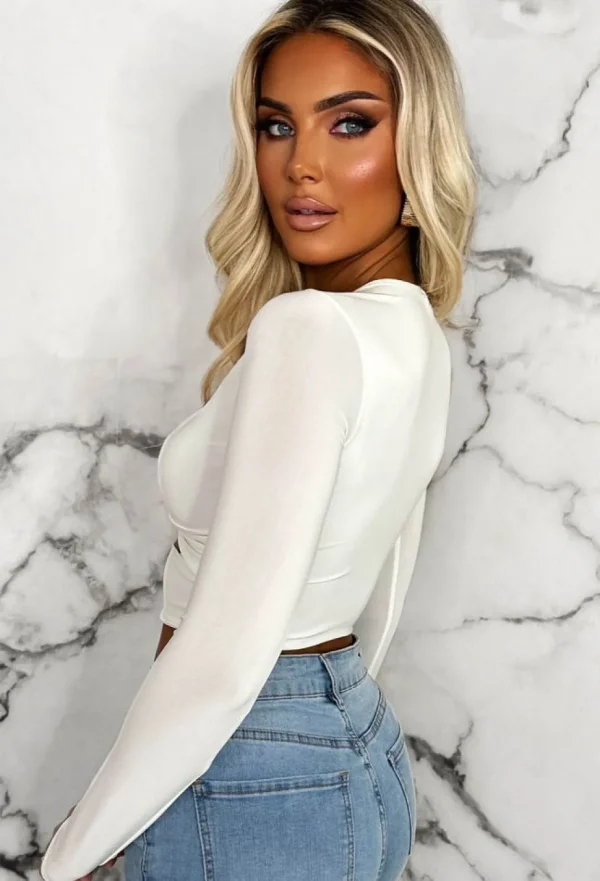 Women STYLEWISE Tops<That Feeling White Stetch Cut Out Crop Top