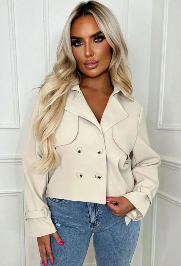 Women CHERRY KOKO Coats And Jackets<Trenched In Love Beige Cropped Trench Jacket