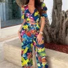 Women FP u0026 CO Suits & Sets<Tropic Tease Blue Tropical Print Wide Leg Co-Ord Set