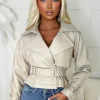 Women CHERRY KOKO Coats And Jackets<Try To Resist Me Nude Faux Leather Cropped Trench Jacket