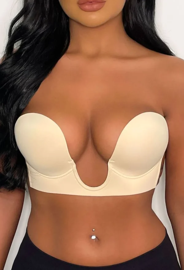 Women PERFECTION BEAUTY Bras & Shapewear<Ultimate Push Up Deep Plunge Nude Backless Stick On Side Panel Bra