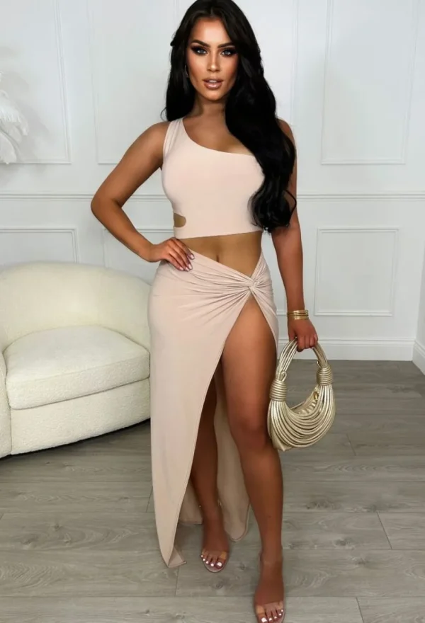 Women EVITA Co-Ords<Vacay Paradise Nude Maxi Skirt Co-Ord Set