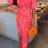 Women NBA Dresses<Vivid Glamour Coral Printed Knot Front Midi Dress