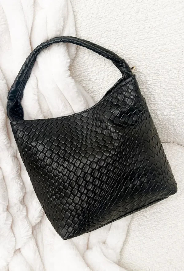 Women KOKO FASHION Gifts<We Need More Black Woven Faux Leather Cross Body Bag